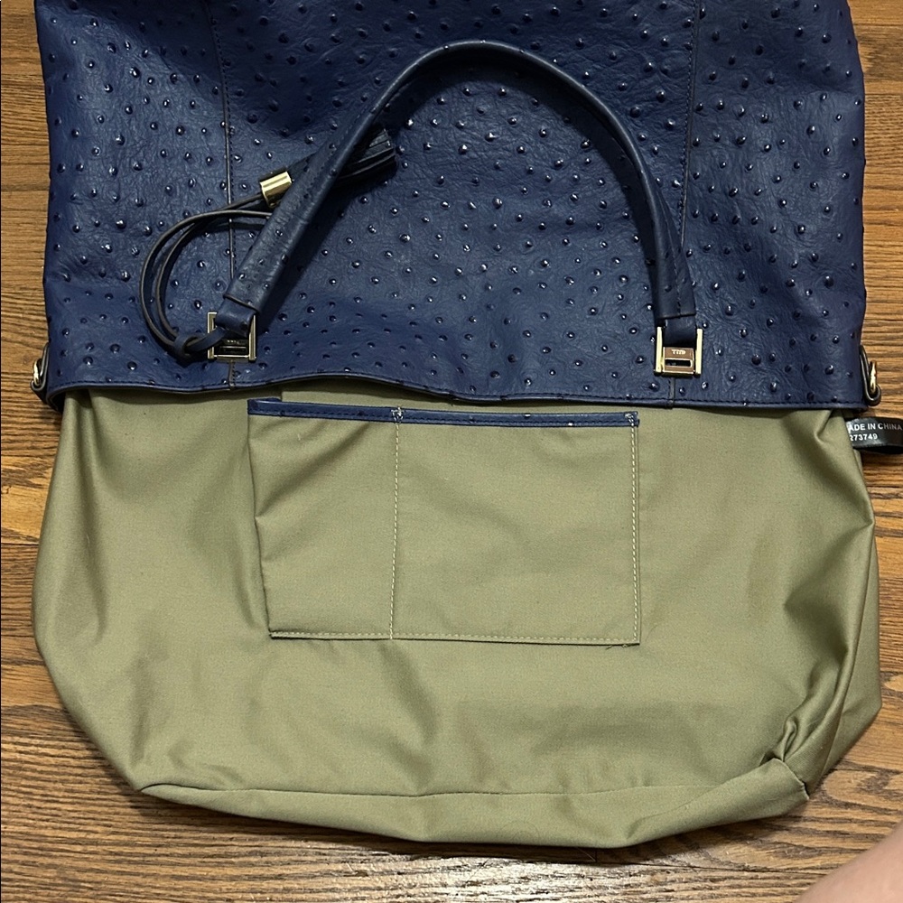 G.I.L.I. Purse Roma 4 Tote Bag Large Blue Ostrich Leather - Picture 7 of 13